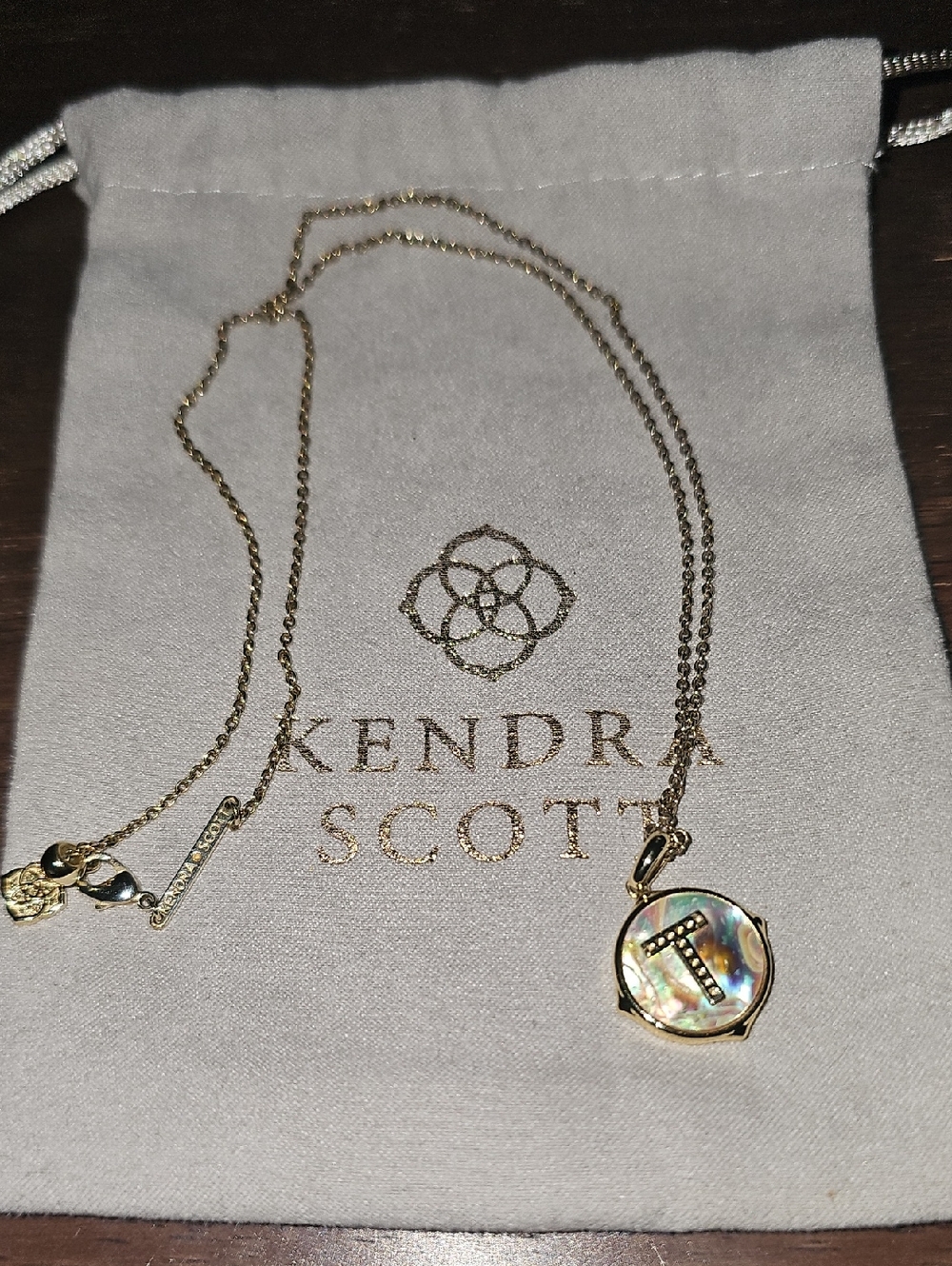 Kendra Scott Gold Abalone Initial 'T' Pendant Necklace